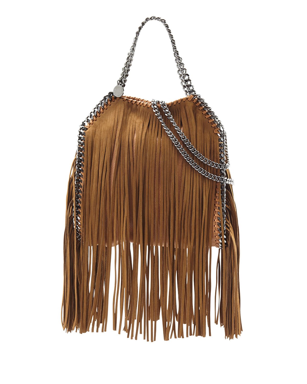 Stella mccartney Falabella Mini Fringed Tote in Brown | Lyst