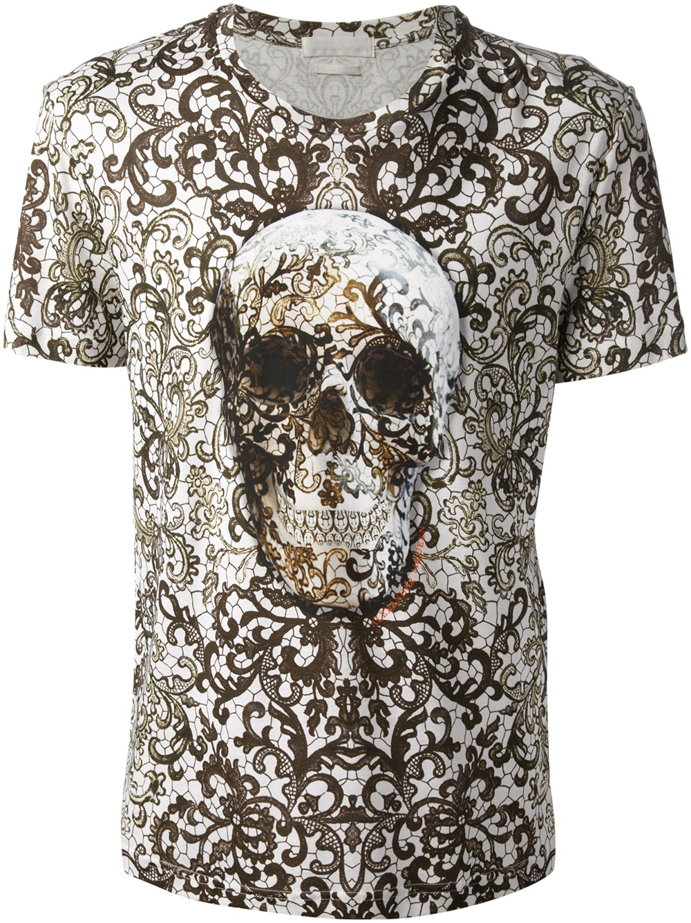 Lyst - Alexander Mcqueen Lace Skull Print Tshirt in Black for Men
