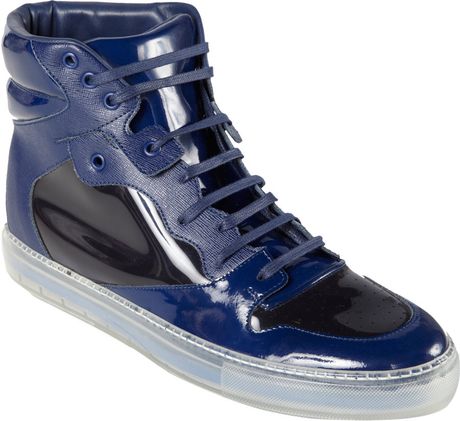Balenciaga Vinyl Leather Hightop Sneakers in Blue for Men | Lyst