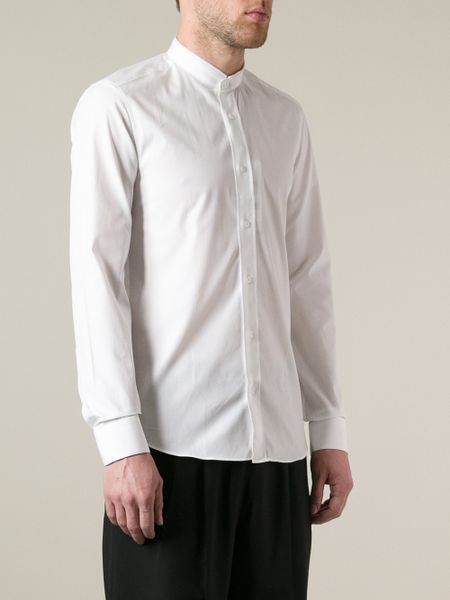Kenzo Round Collar Shirt in White for Men | Lyst