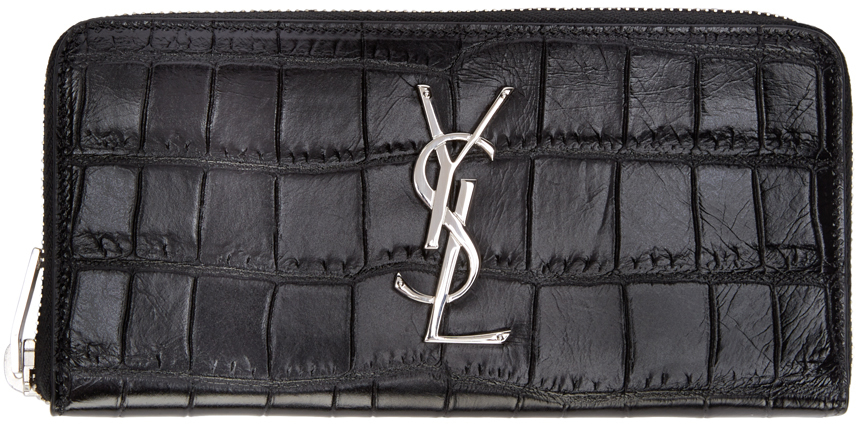 ysl belle de jour clutch beige - Saint laurent Black Croc-embossed Continental Wallet in Black | Lyst