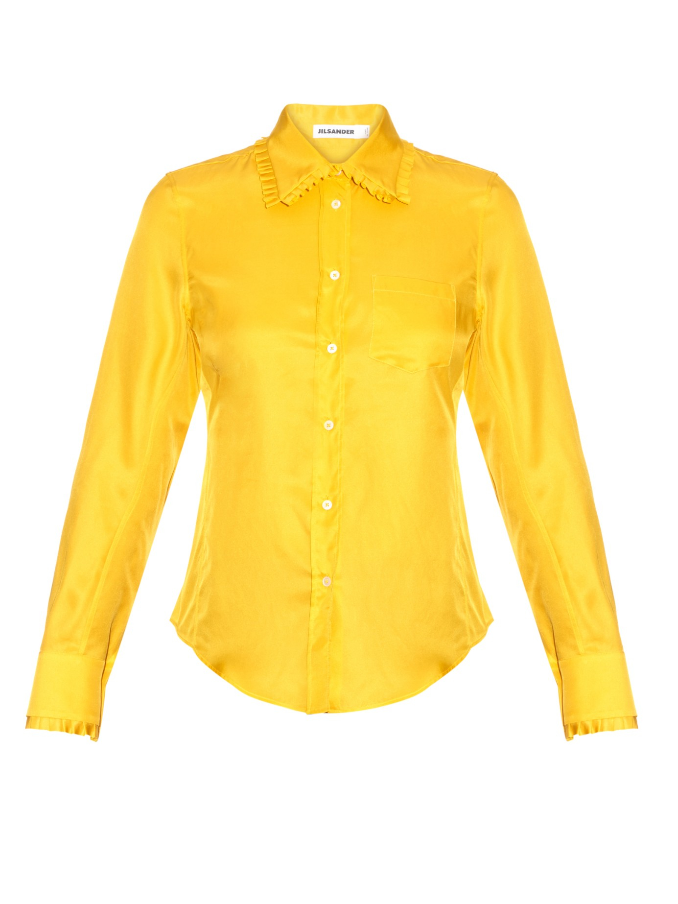 Lyst - Jil Sander Ruffle-trimmed Silk Shirt in Yellow