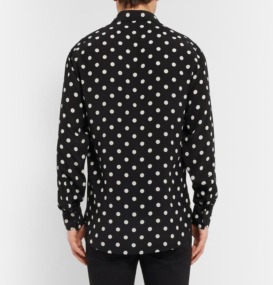 Lyst - Saint Laurent Polka-Dot Silk-Crepe Shirt in Black for Men