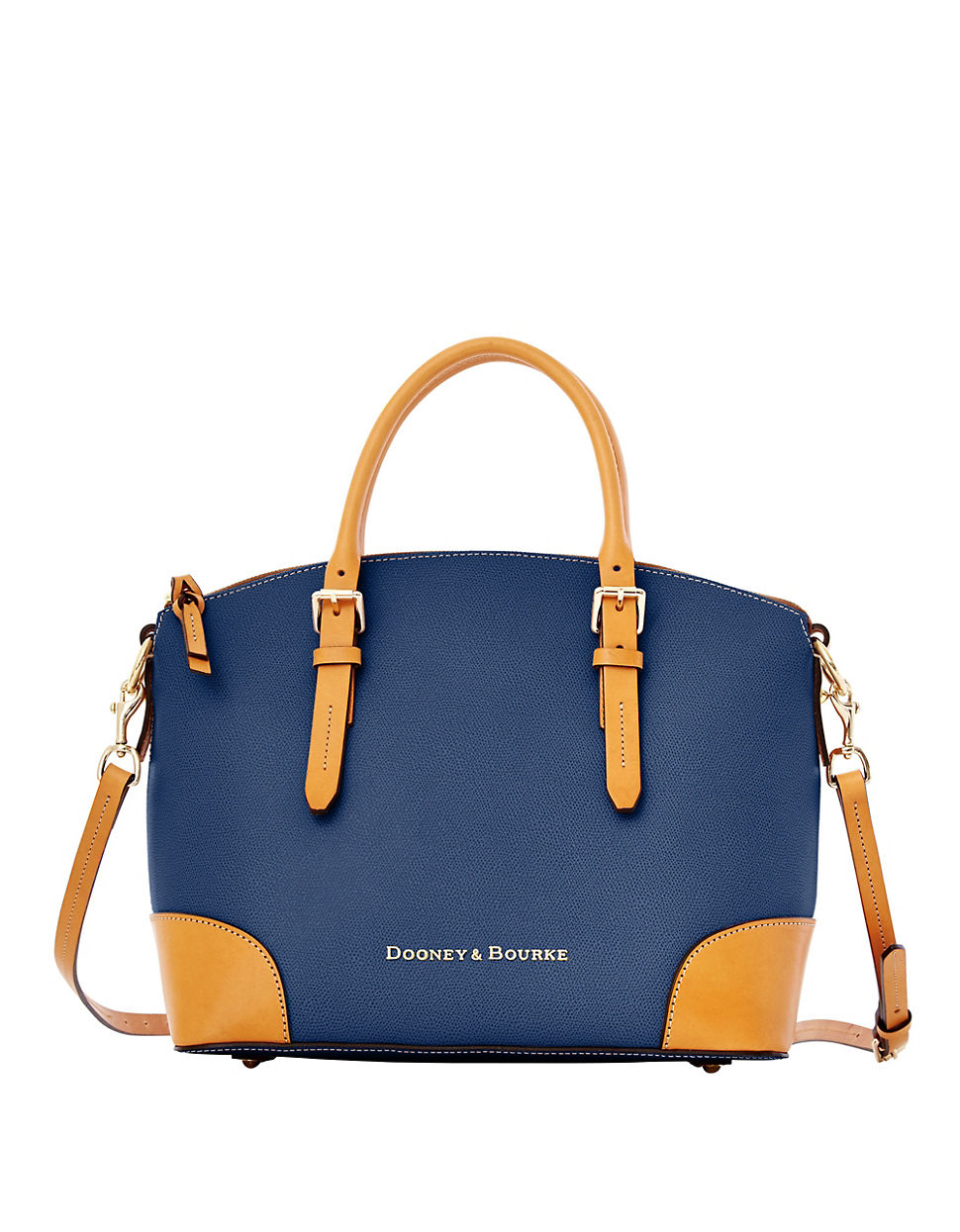 Dooney & bourke Claremont Leather Dome Satchel Bag in Blue | Lyst
