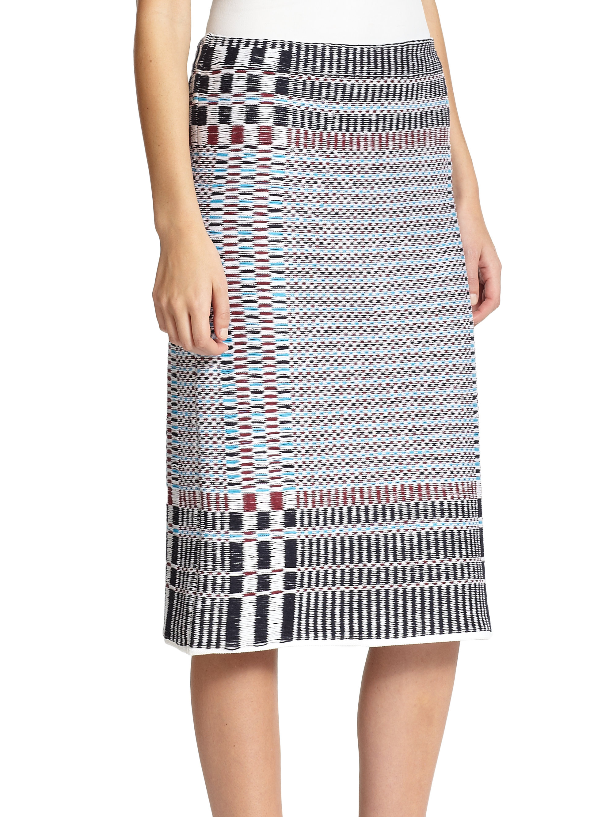 Lyst - Tory Burch Jacquard Basket-weave Skirt