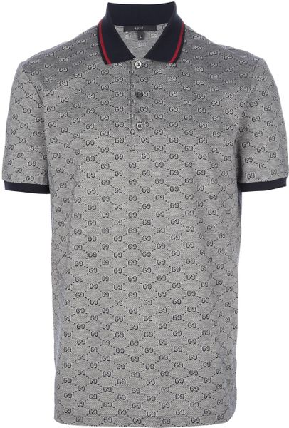Gucci Monogram Polo Shirt in Blue for Men | Lyst