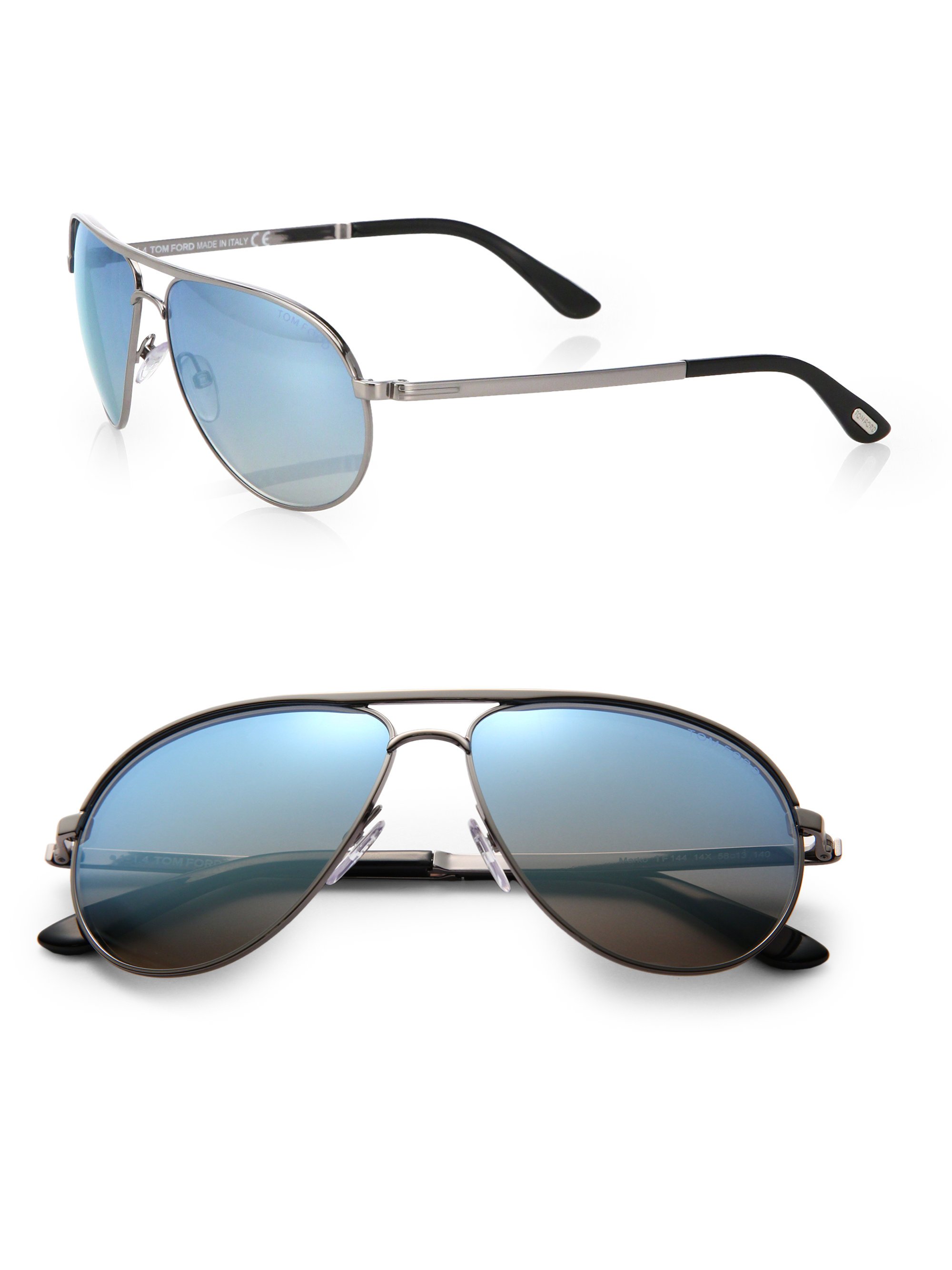 Tom Ford Marko 58mm Aviator Sunglasses in Blue for Men (BLUE-SILVER) | Lyst