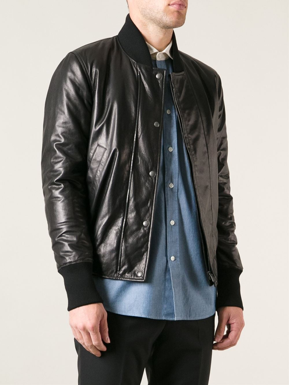 Lyst - Bottega Veneta Leather Jacket in Black for Men