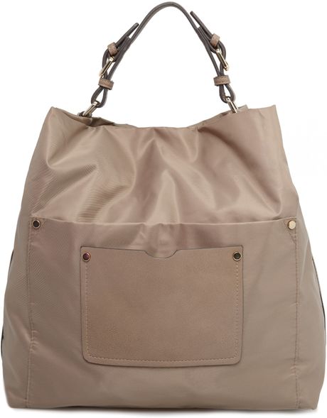 Mango Nylon Hobo Bag in Gray (Taupe) | Lyst