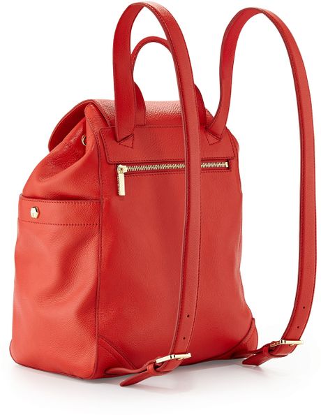 Tory Burch Thea Drawstring Leather Backpack Jasper Red in Red | Lyst