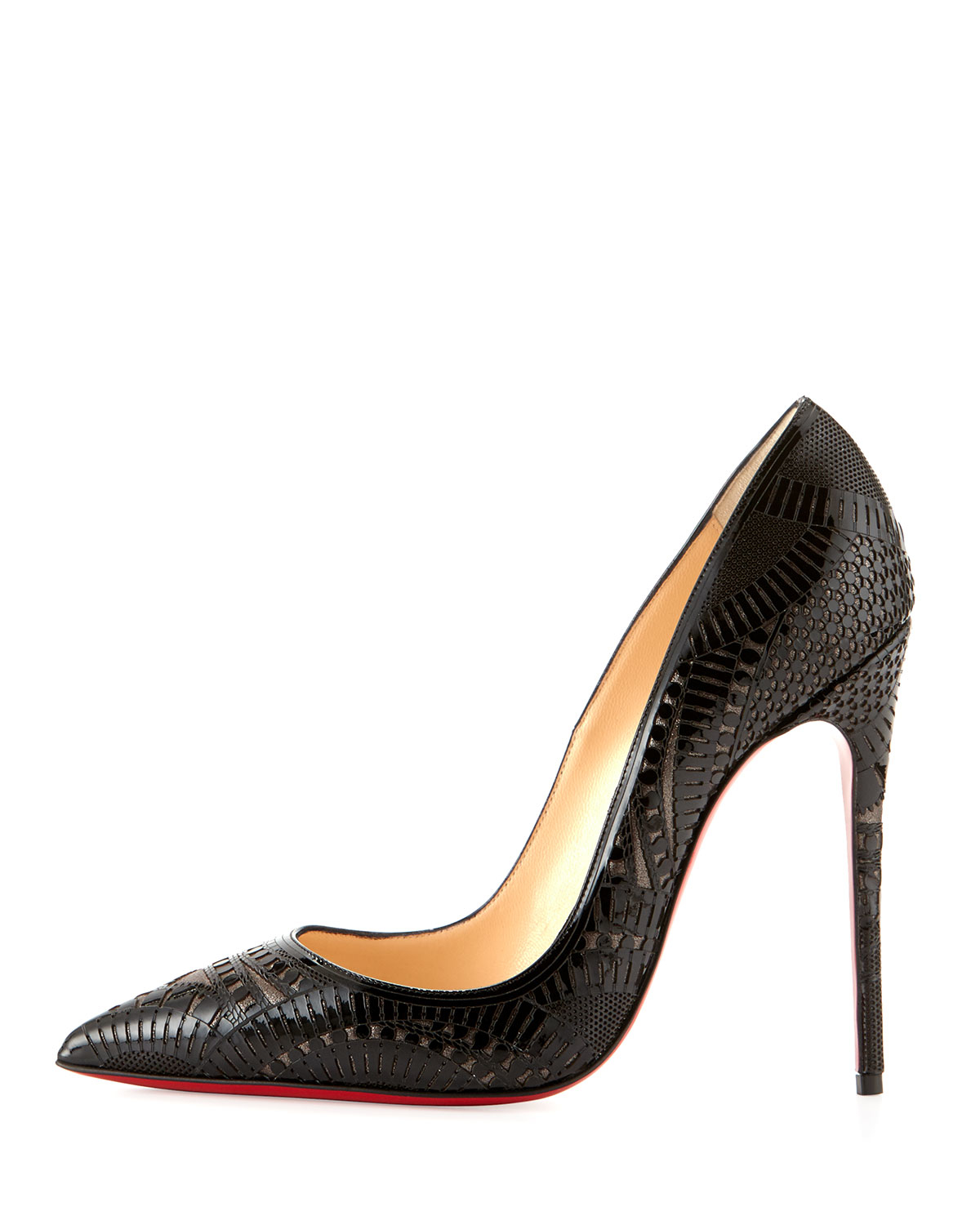 Christian louboutin Kristali Laser-Cut Leather Red Sole Pump in ...