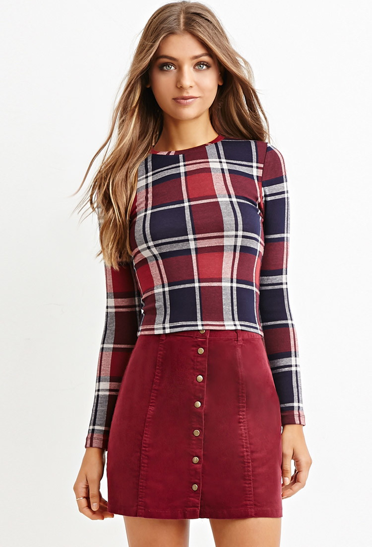 tartan plaid womens top