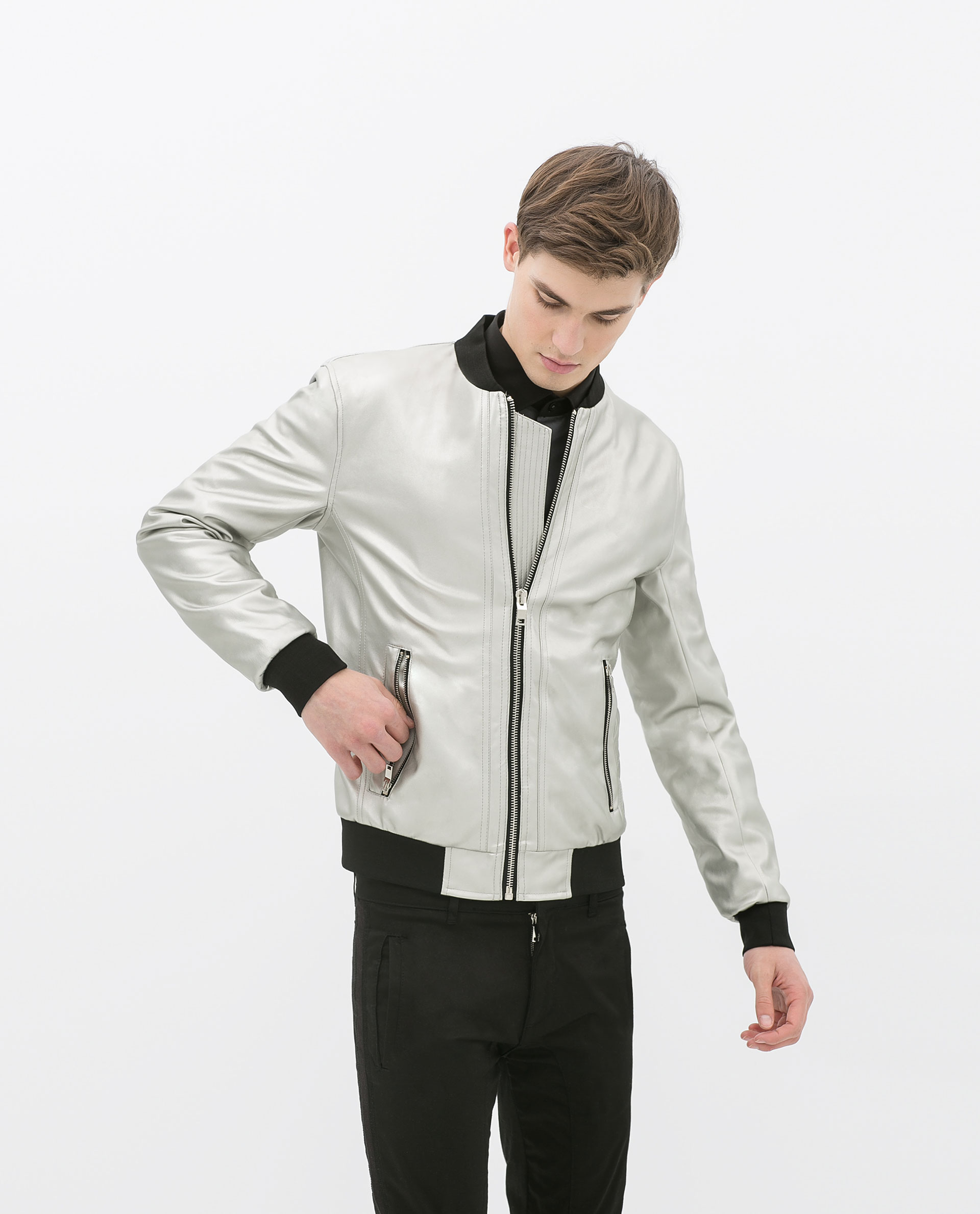 Zara Metallic Bomber Jacket in Metallic for Men Lyst