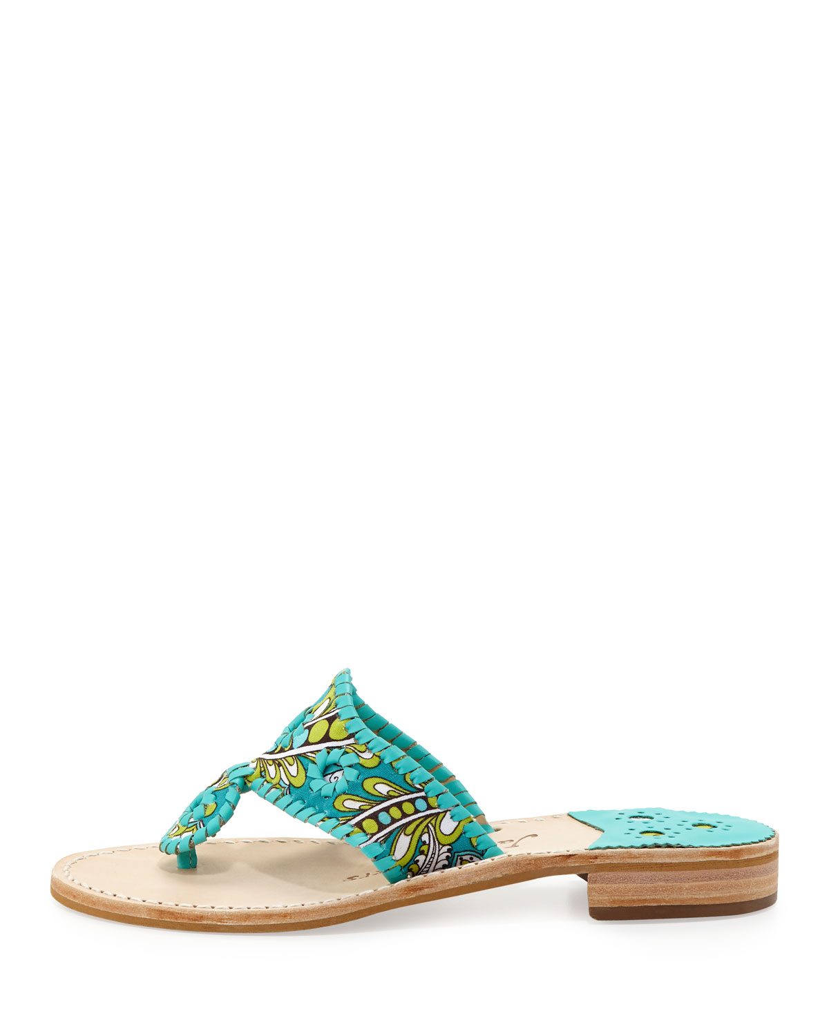 Jack Rogers Peacock Printed Whipstitch Sandal Turquoise in Blue (5) | Lyst