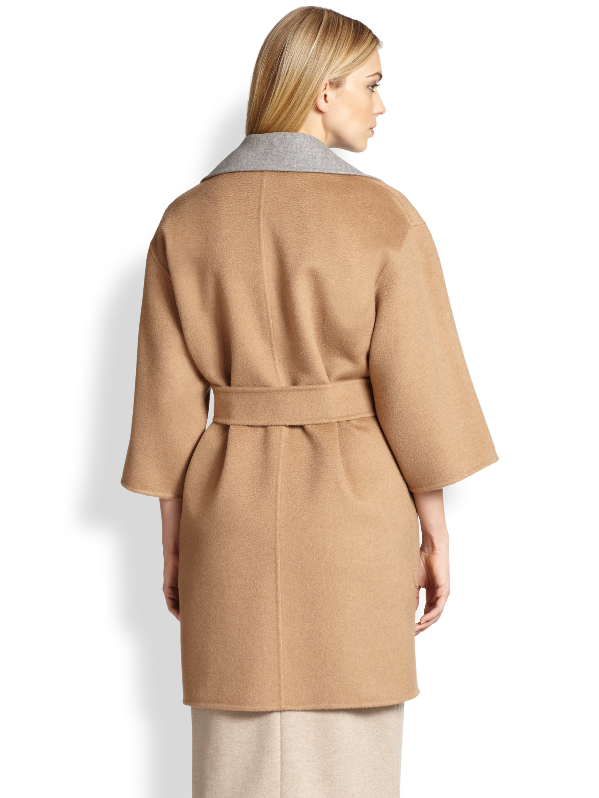 Lyst - Max Mara Reversible Wrap Coat in Natural