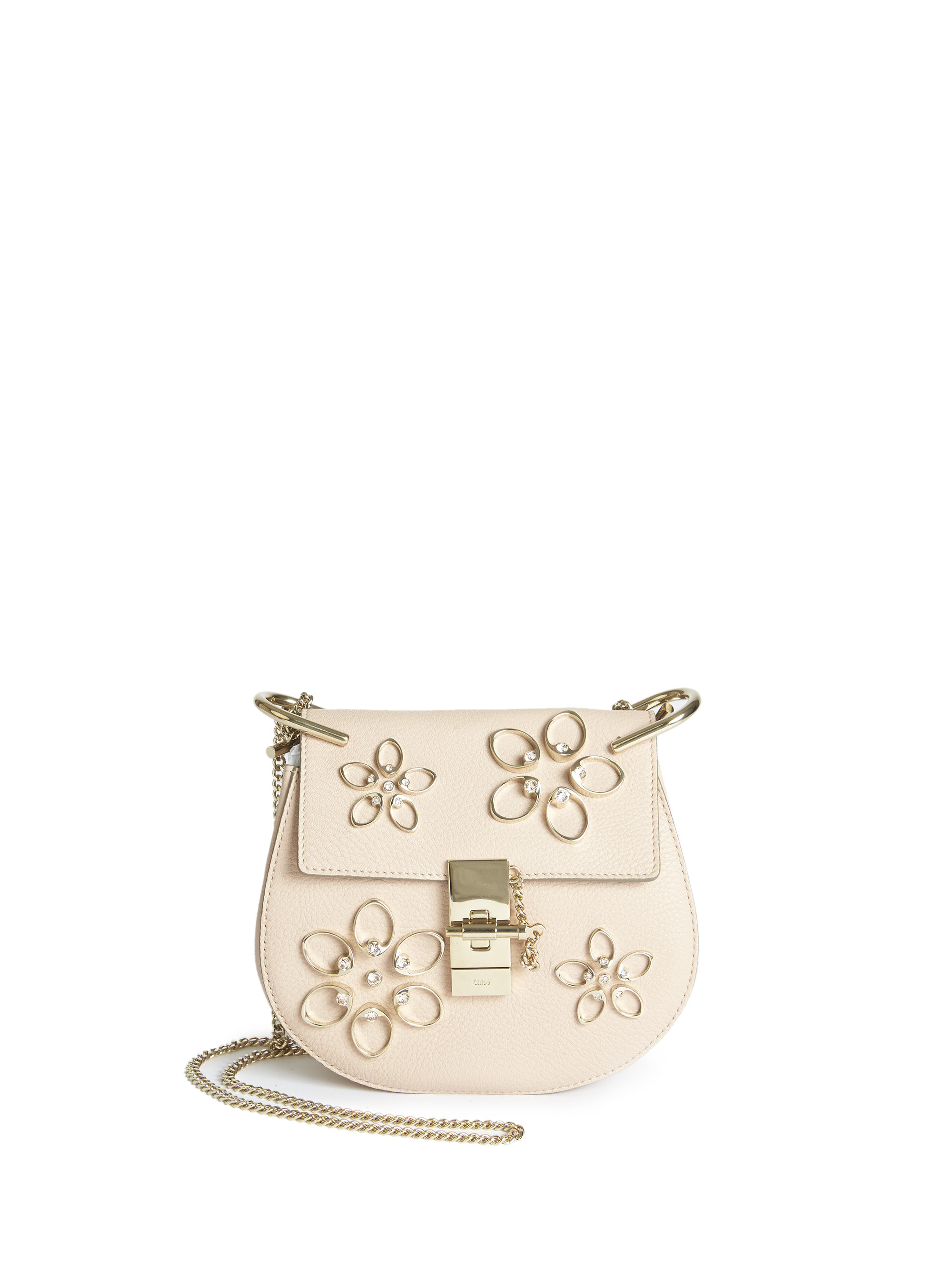 Chlo Drew Mini Embellished Leather Cross-Body Bag in Pink (cement ...