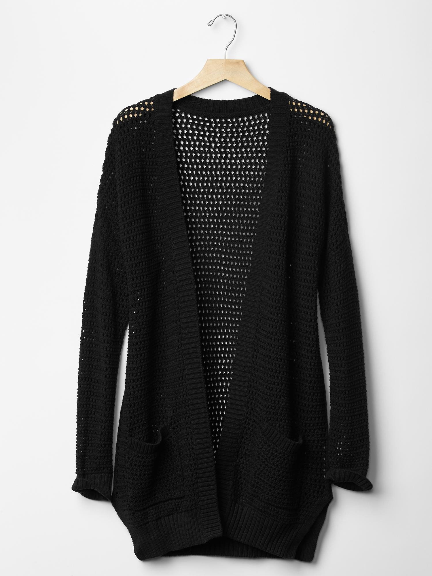  Gap  Mesh Open front Cardigan  in Black true black Lyst