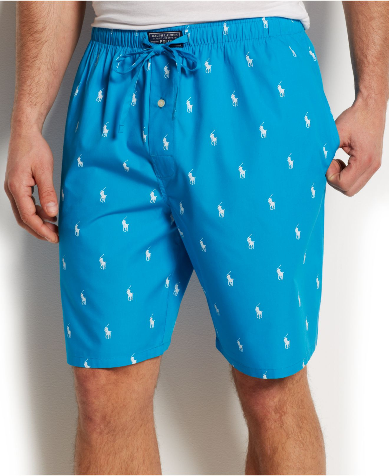 Lyst - Polo Ralph Lauren Allover Pony Pajama Shorts in Blue for Men