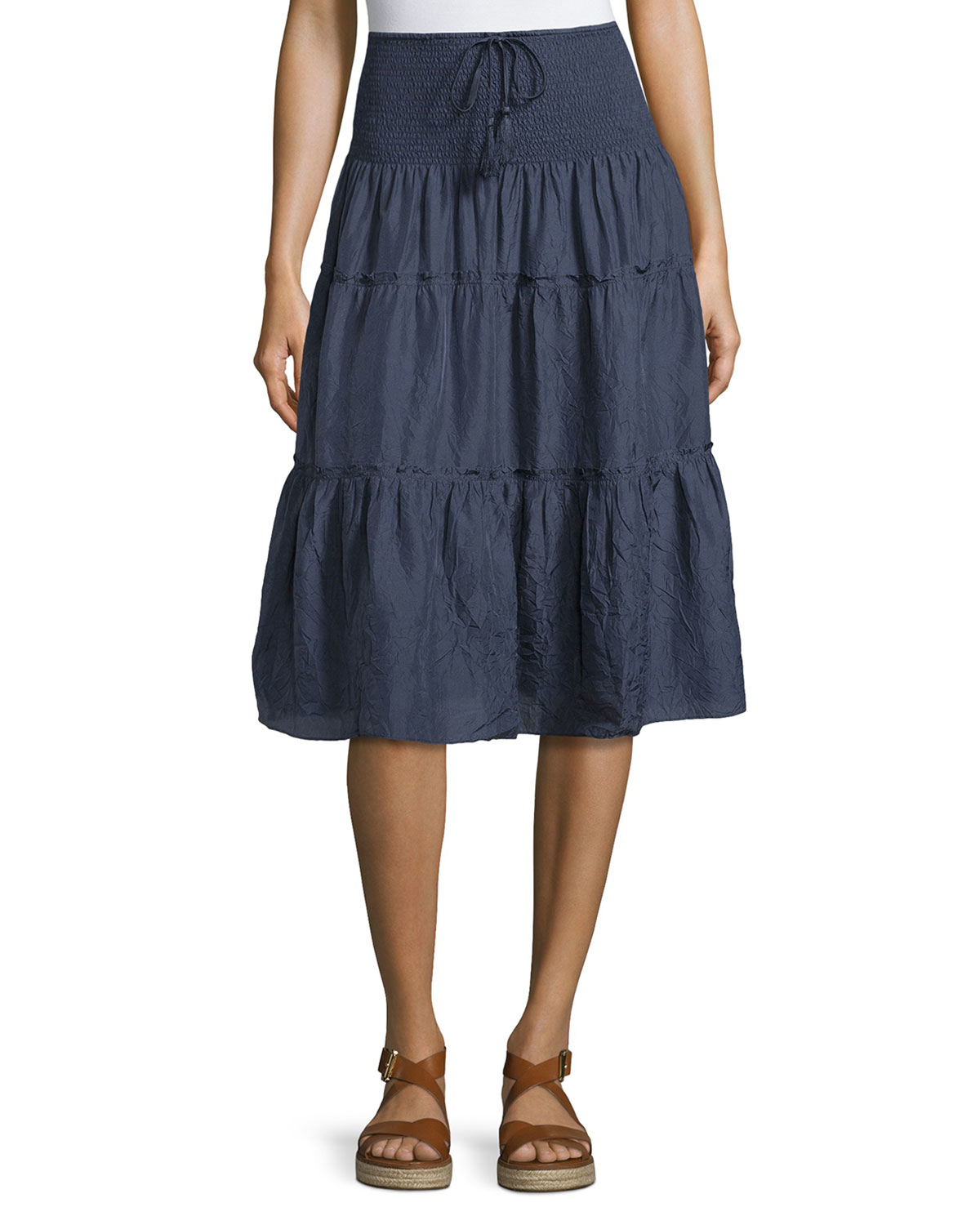 Lyst Calypso St Barth Payson Tiered Midi Skirt In Blue