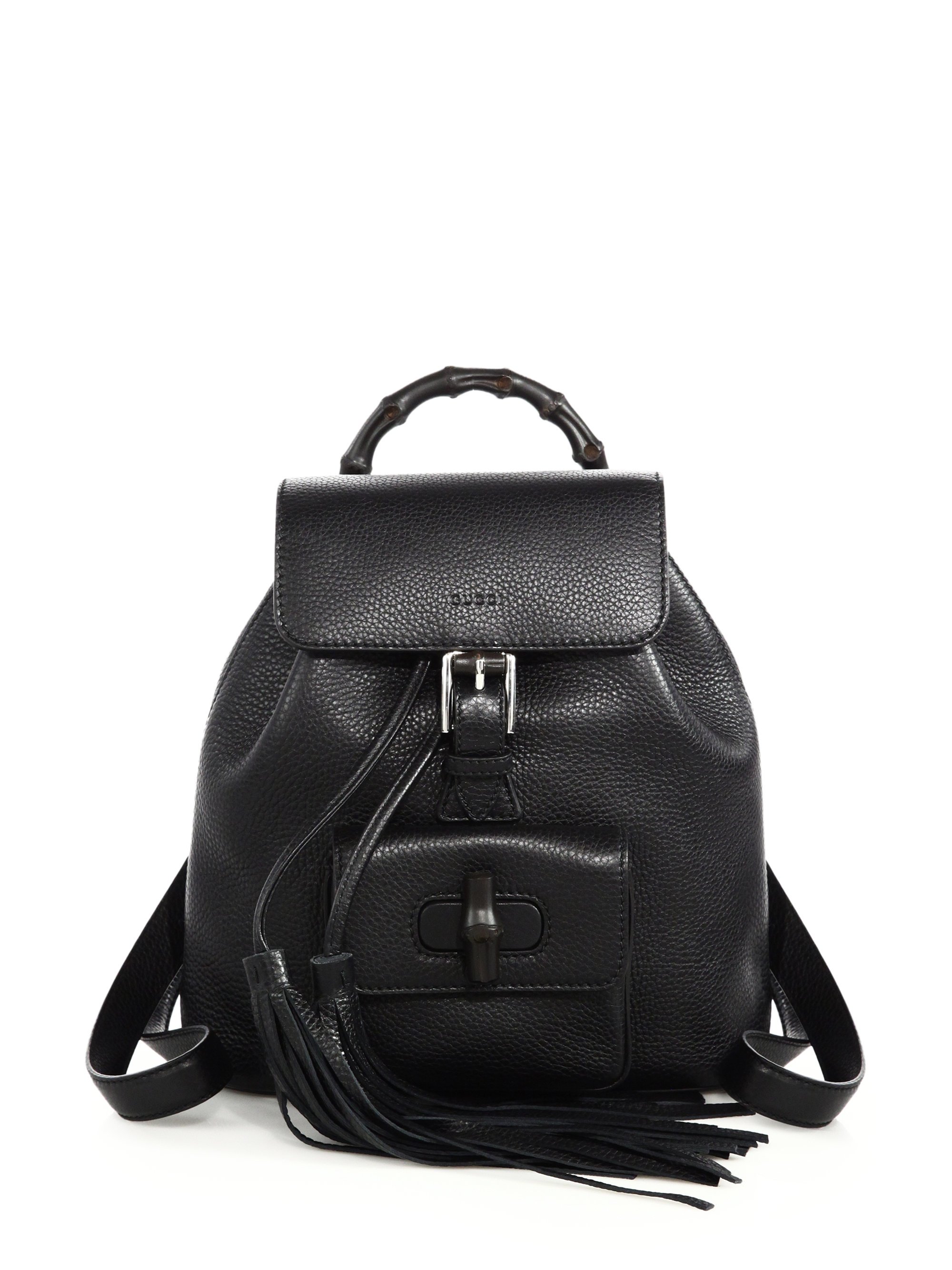 Gucci Bamboo Leather Backpack in Black | Lyst