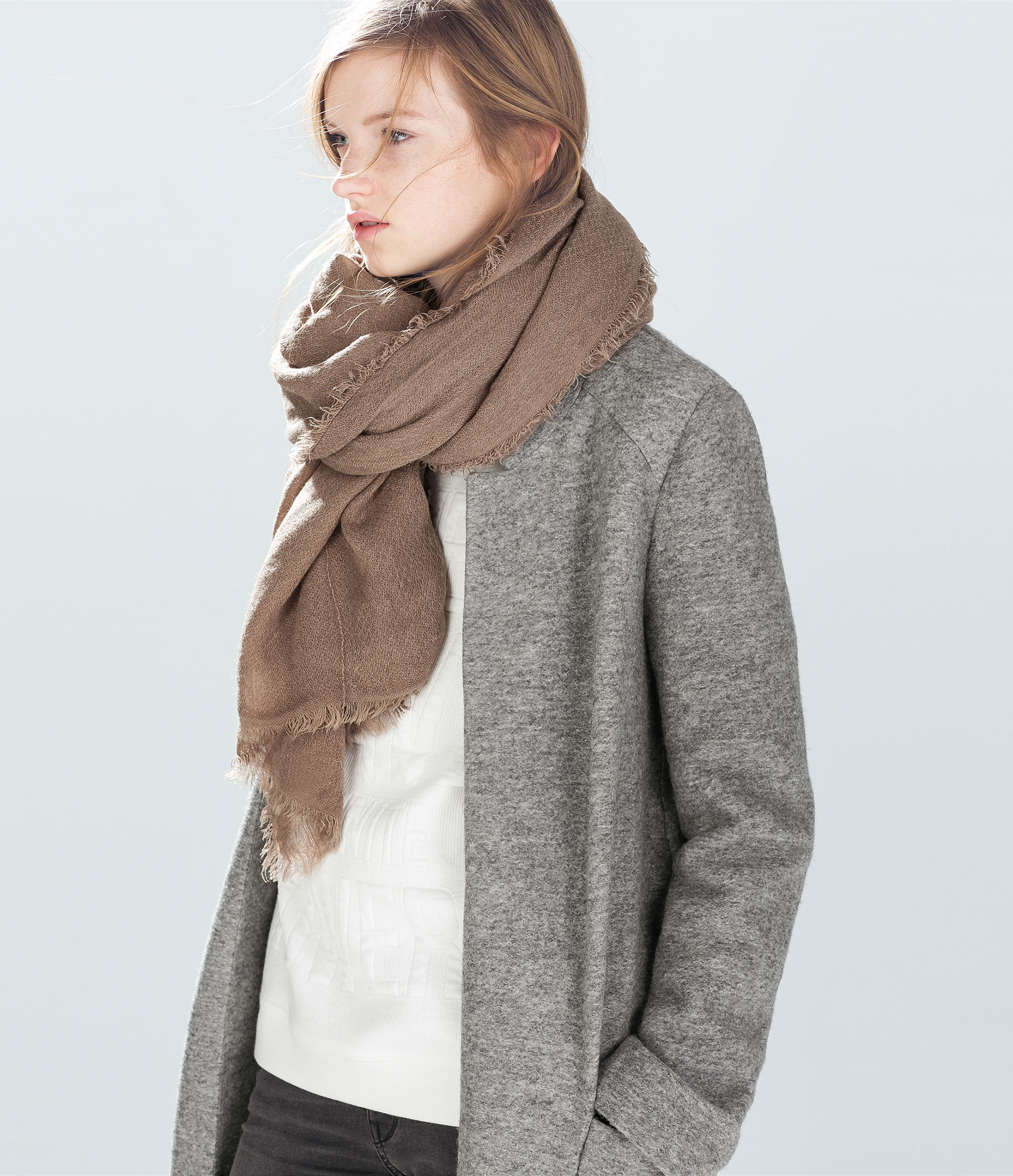 Zara Basic Extra Soft Scarf in Brown | Lyst