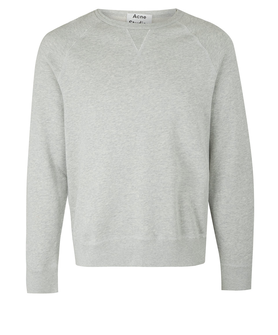 Lyst - Acne studios Grey College Crew Neck Cotton Sweatshirt in Gray ...
