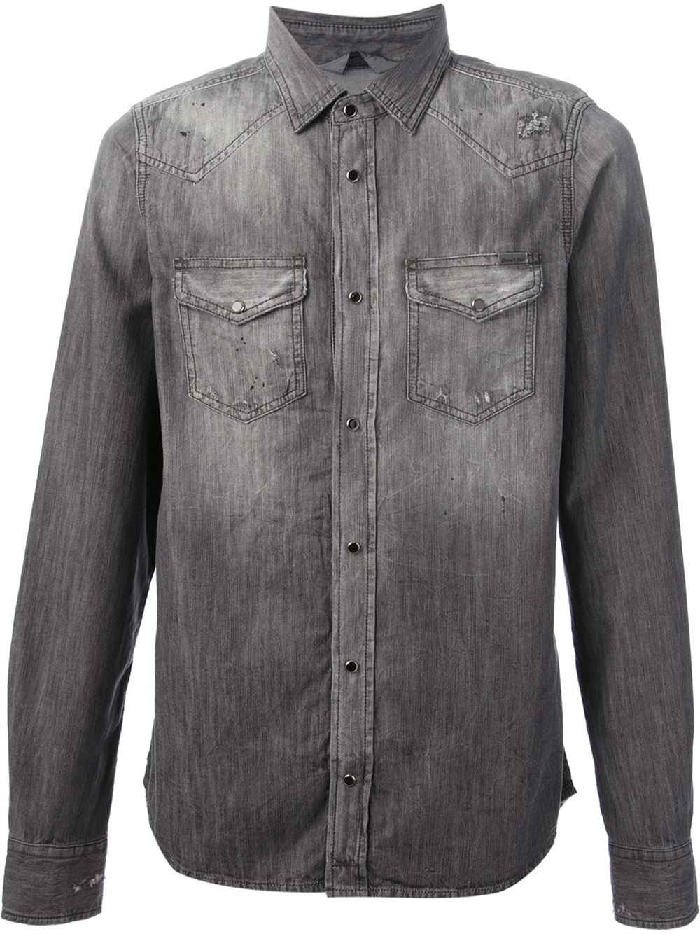 DIESEL Denim Shirt in Grey (Gray) for Men - Lyst