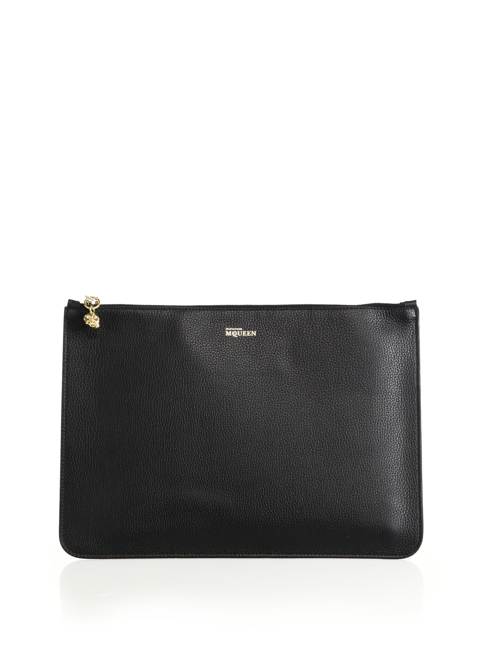 Lyst Alexander Mcqueen Leather Zip Pouch In Black Gallery