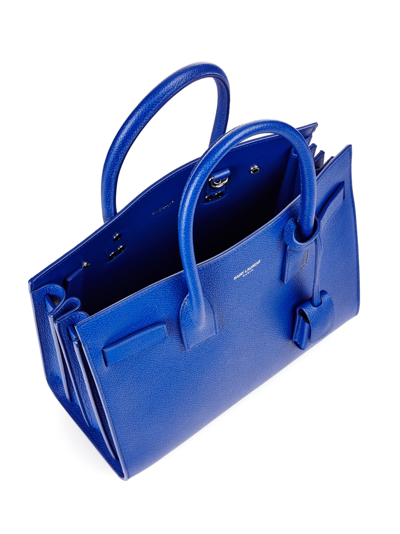 Saint laurent Sac De Jour Baby Leather Tote in Blue | Lyst