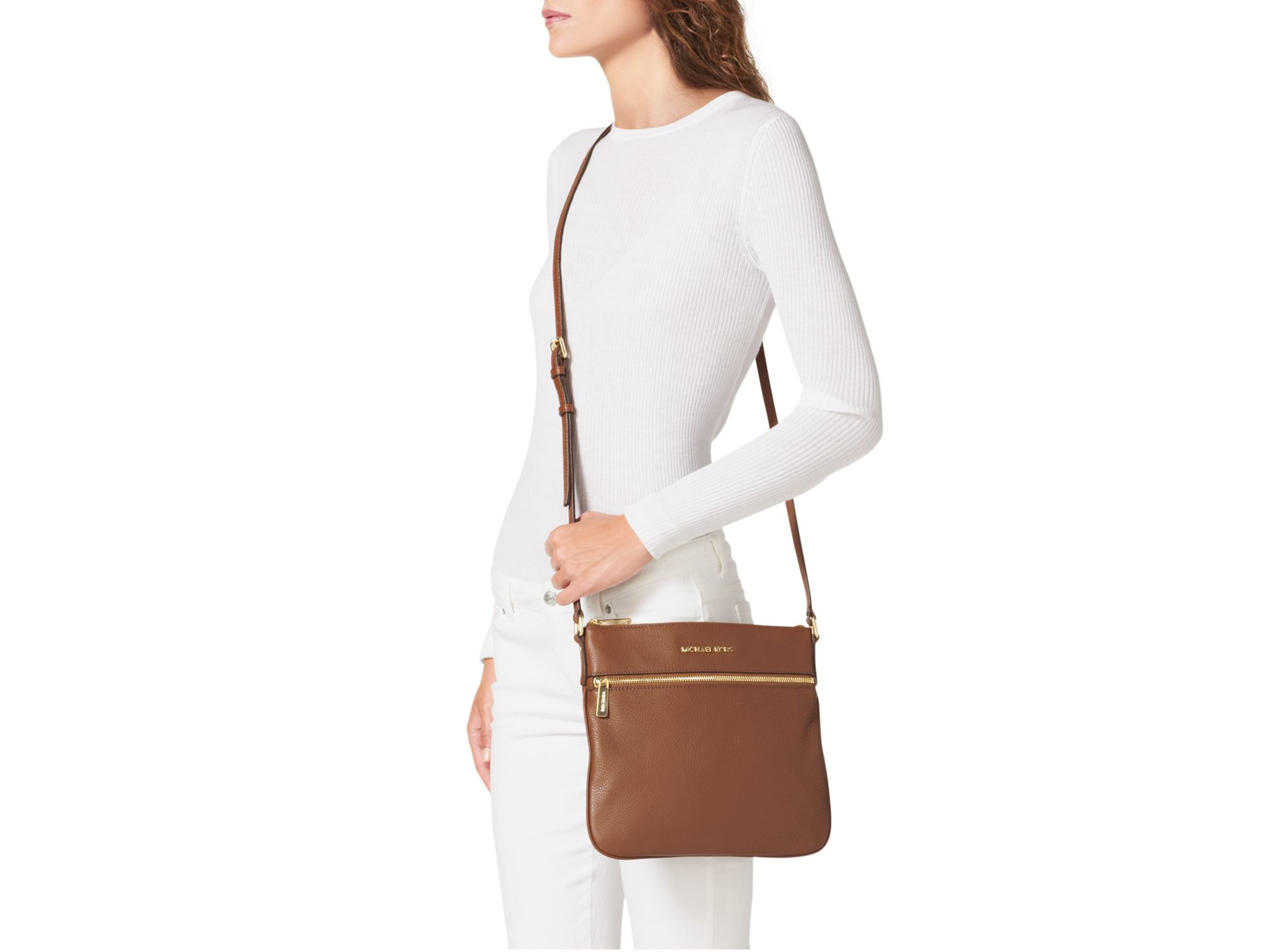 Lyst Michael Kors Bedford Flat Crossbody In Brown Gallery
