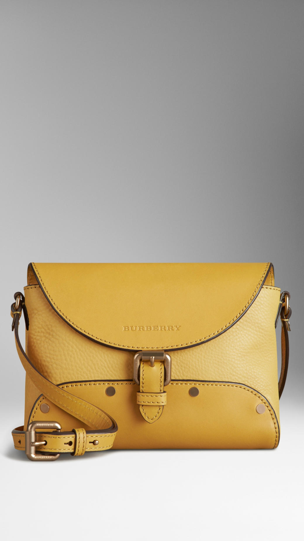 Burberry Flat Stud Detail Crossbody Bag in Yellow - Lyst