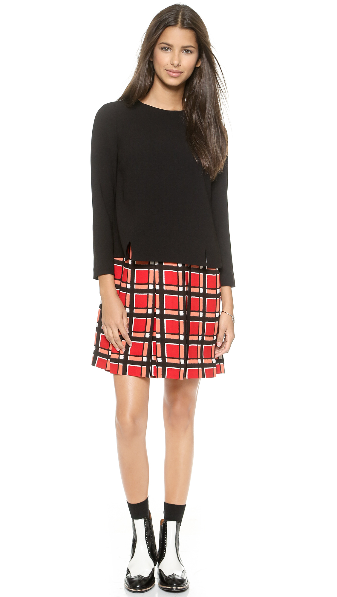 Lyst - Marc By Marc Jacobs Toto Plaid Crepe Dress - Cambridge Red Multi ...