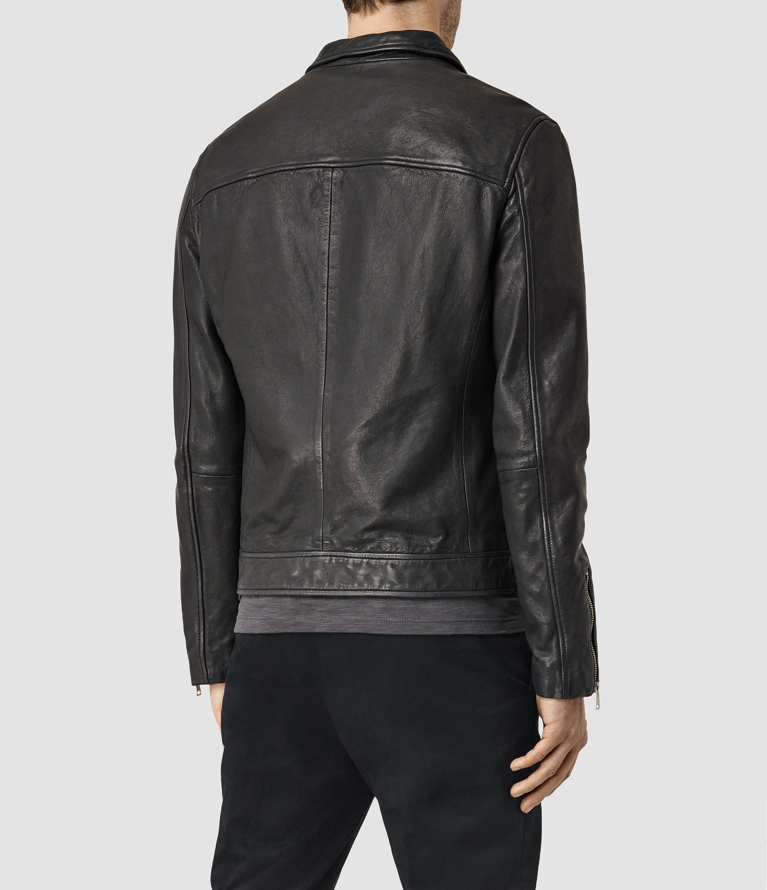 Allsaints Austell Leather Jacket Usa Usa in Black for Men | Lyst