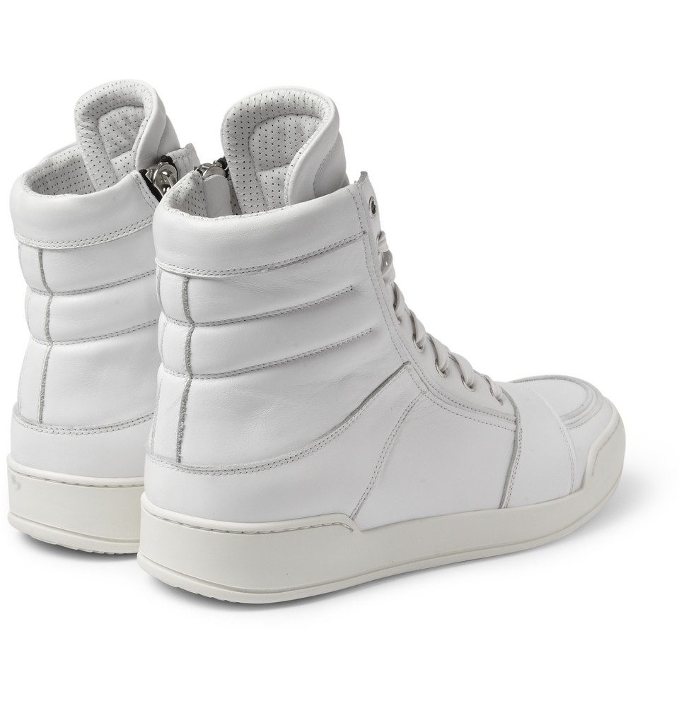 Lyst - Balmain Leather Hightop Sneakers in White for Men