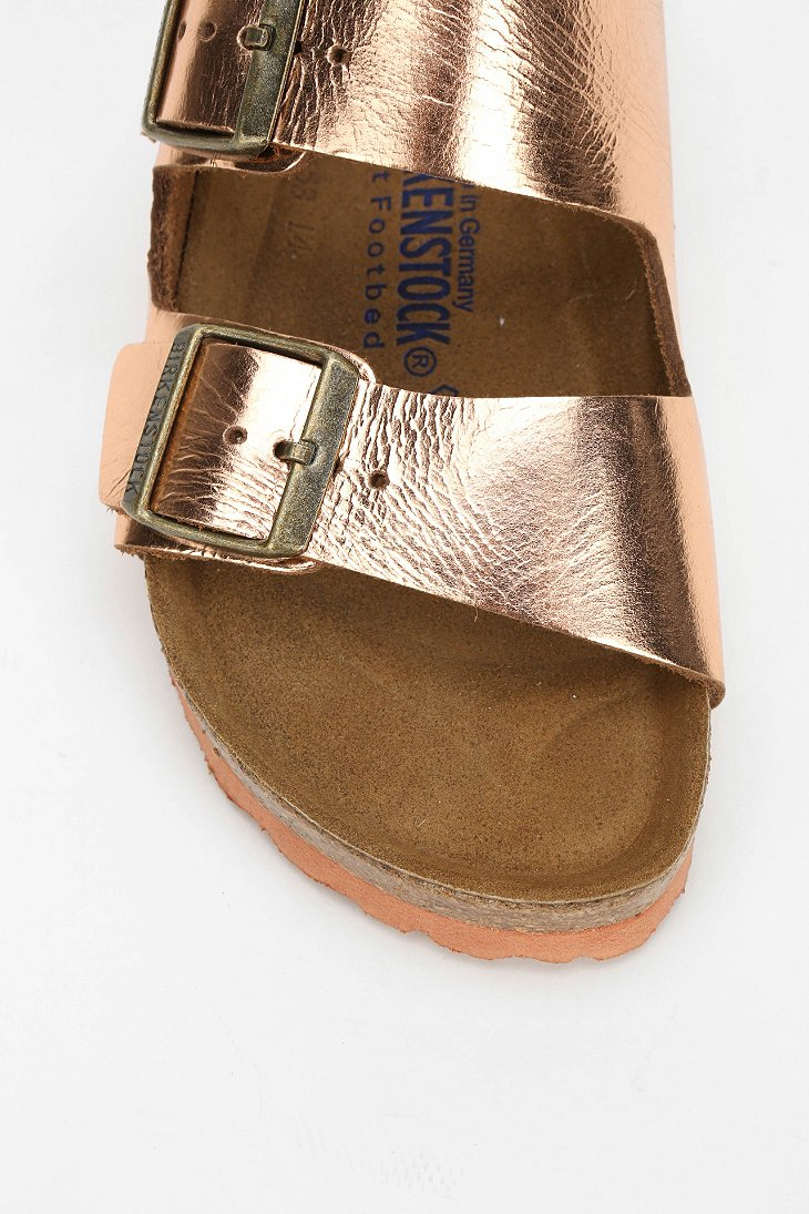 birkenstock arizona metallic leather sandals