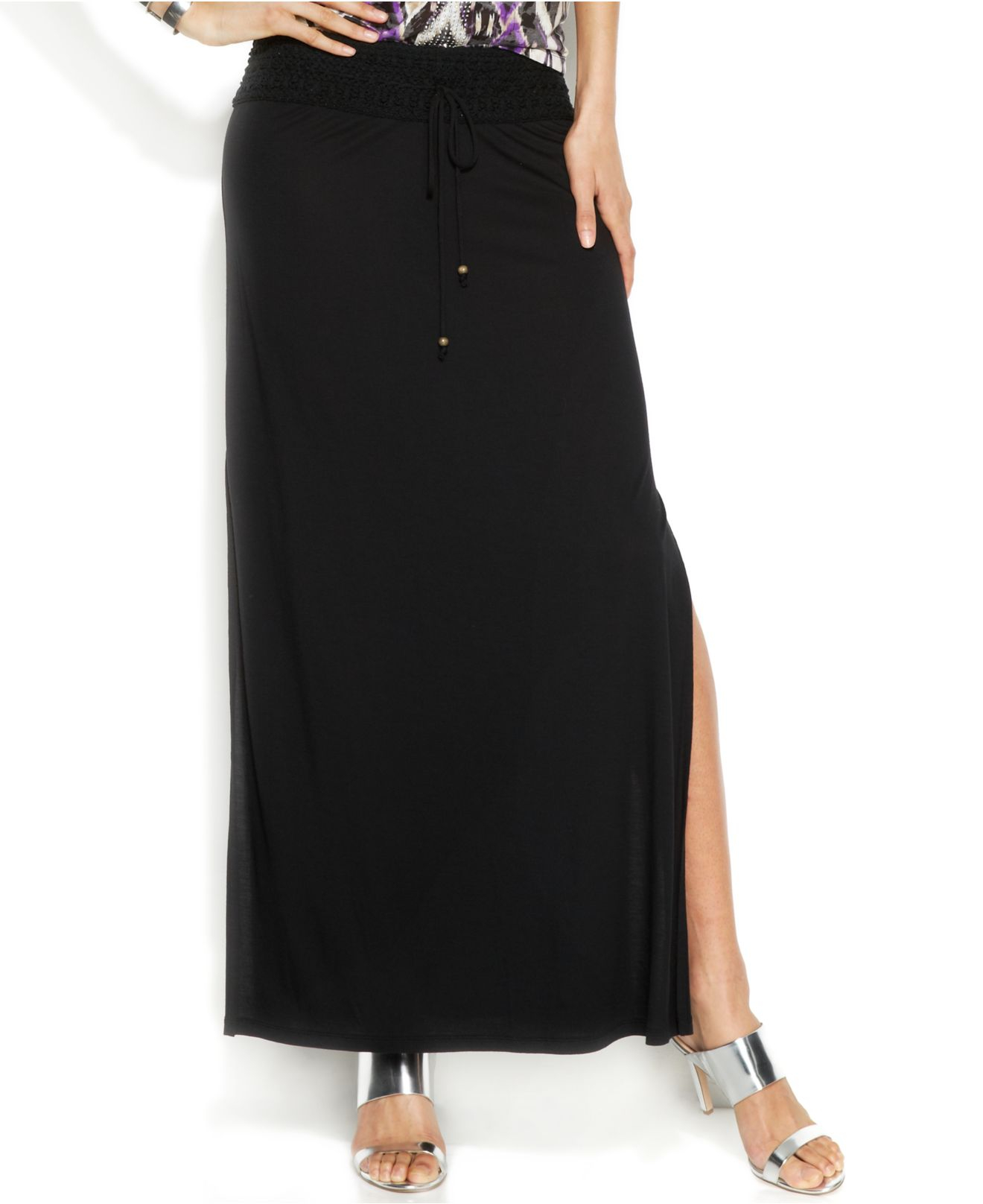 black crochet maxi skirt