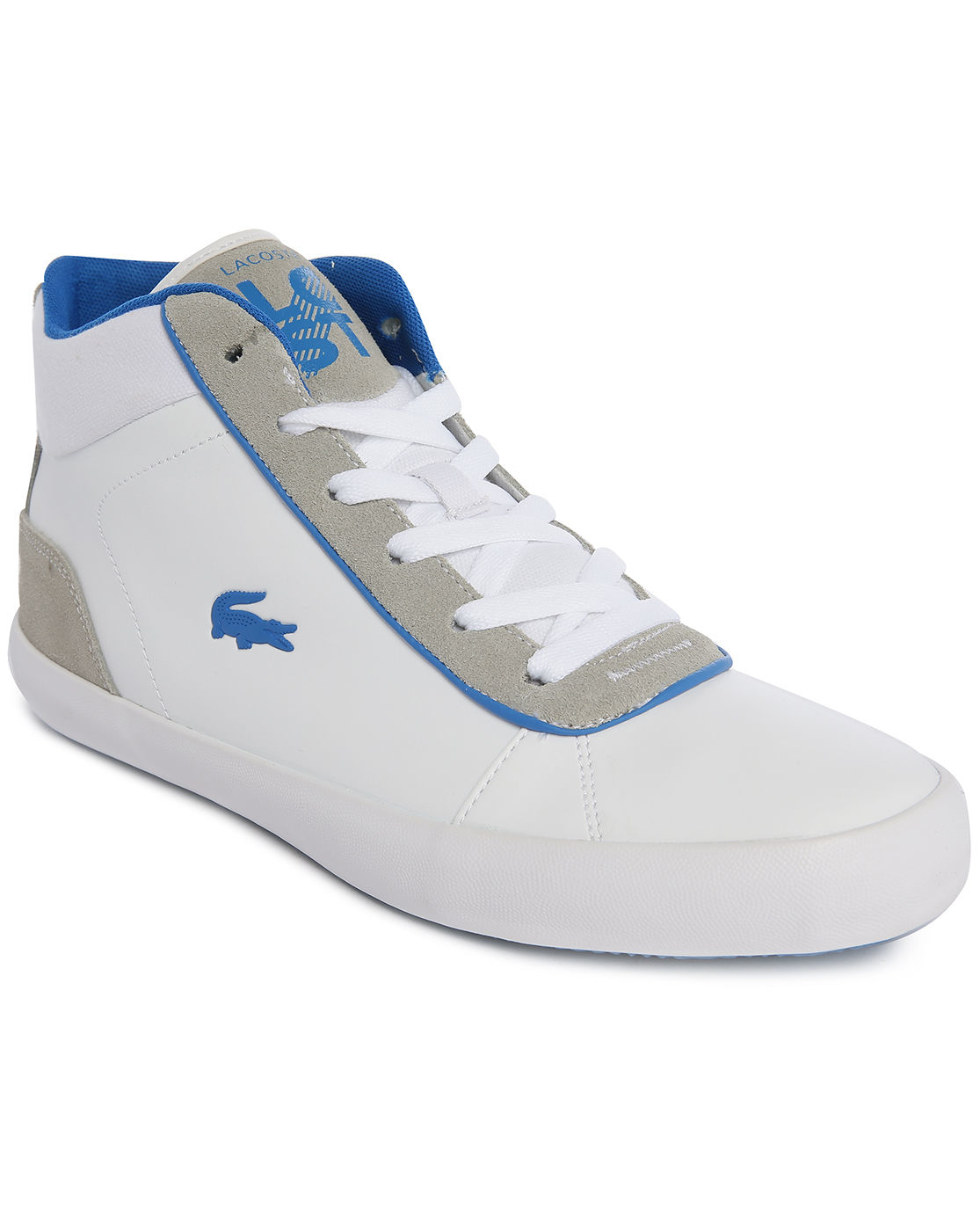 Lacoste Lerond White/blue Mid Sneakers in White for Men | Lyst