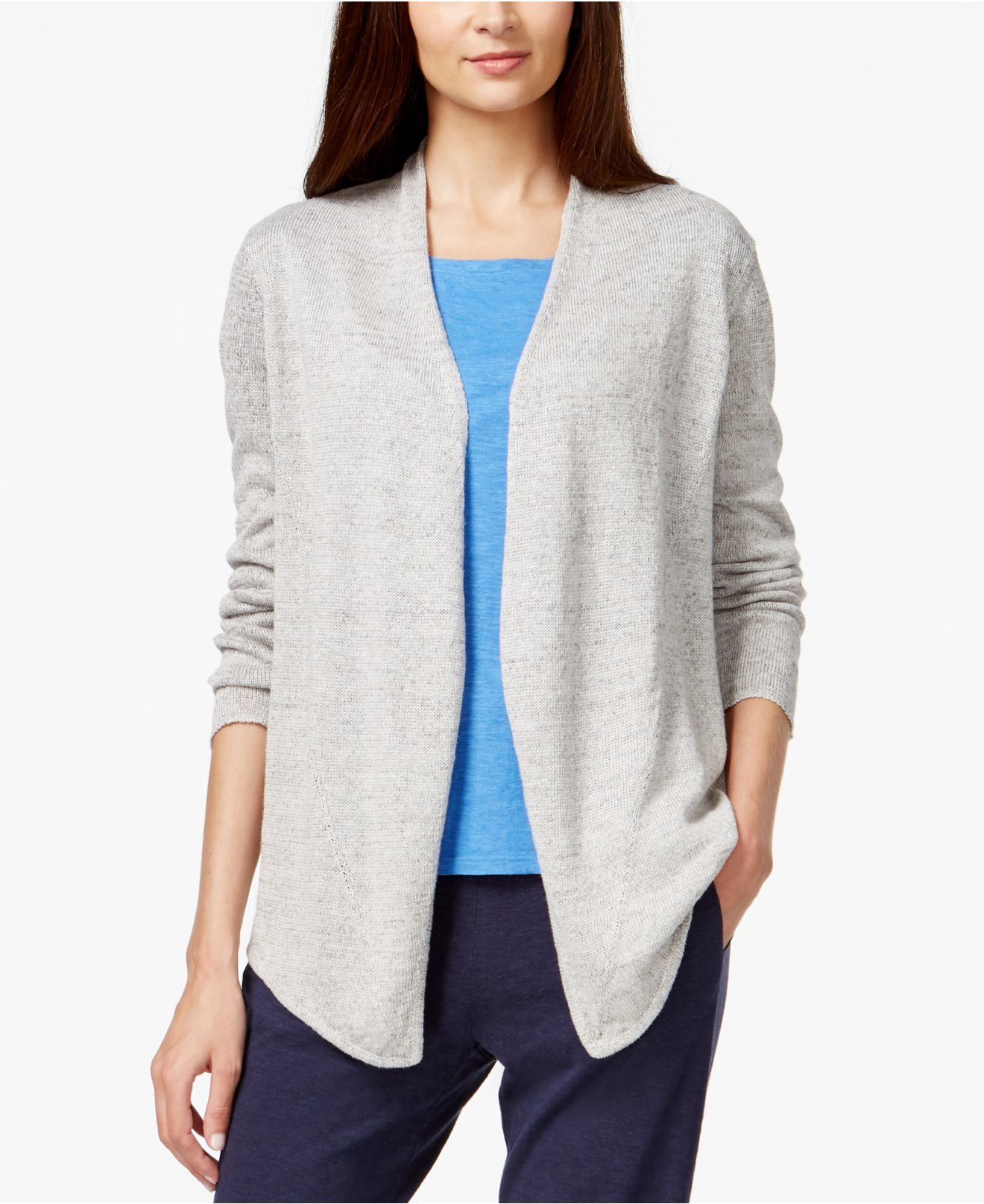Lyst - Eileen Fisher Open-front Linen Cardigan in Natural