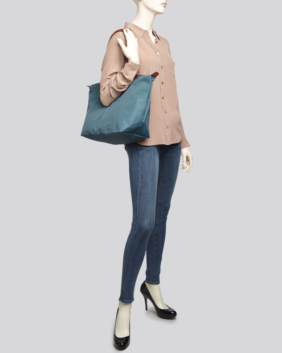 longchamp le pliage small shoulder tote new navy
