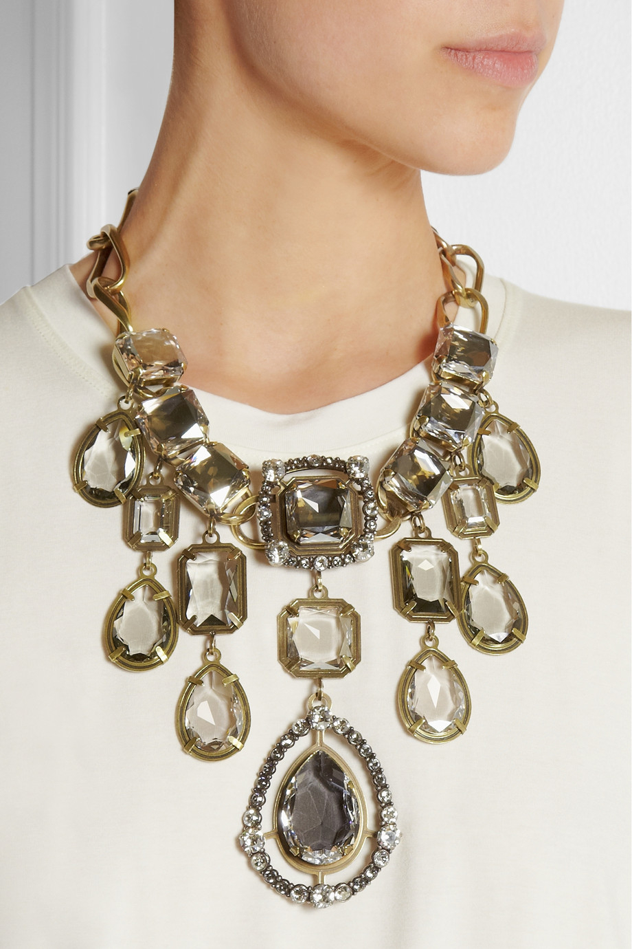 Lyst - Lanvin Cassiopee Goldtone Swarovski Crystal Necklace in Metallic