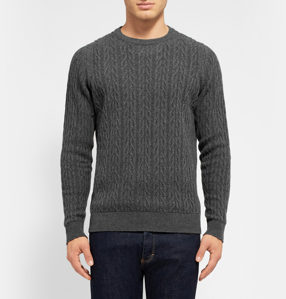 Lyst - John Smedley Cable-Knit Merino Wool And Cashmere-Blend Sweater ...