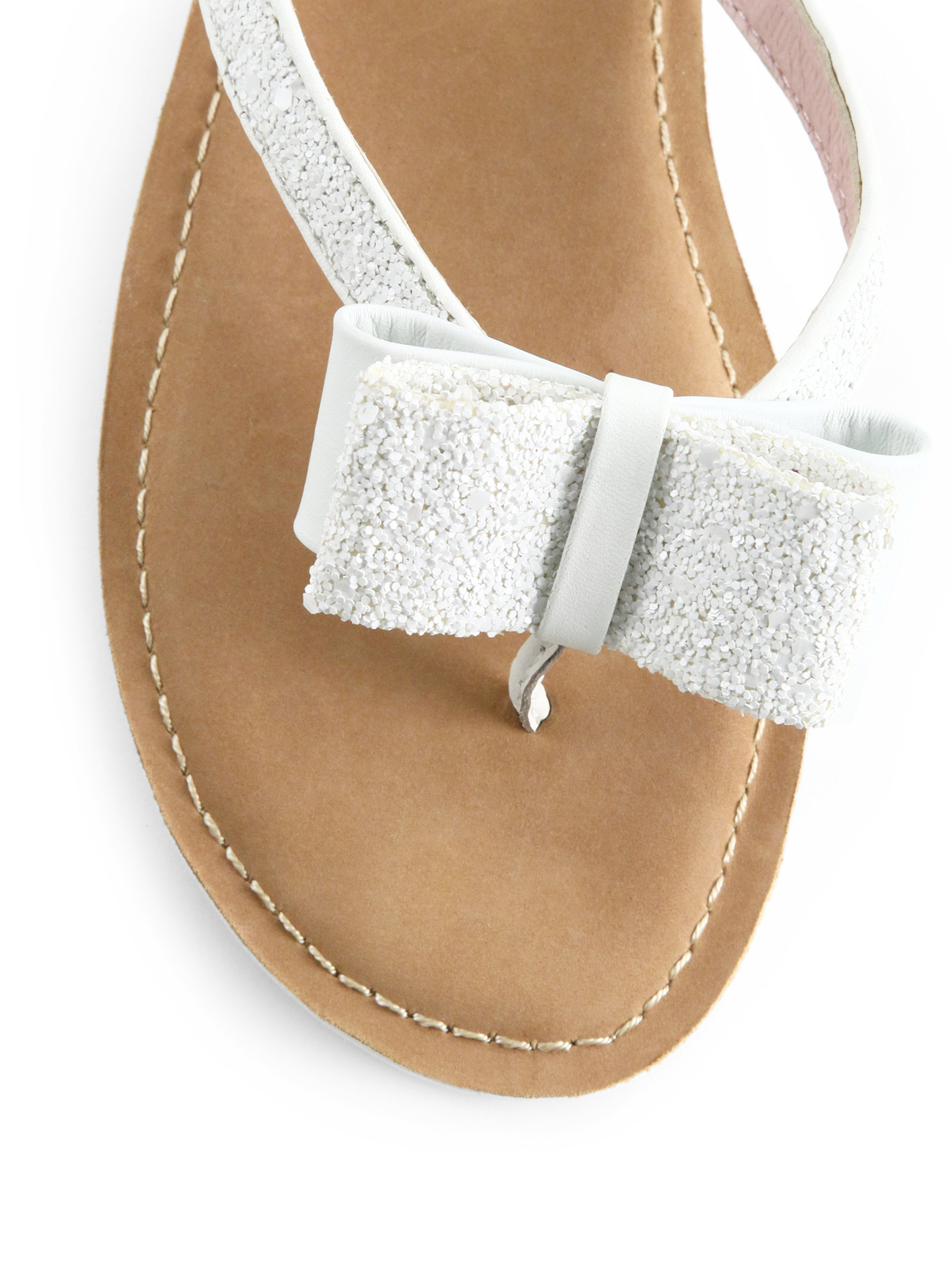 Kate spade new york Icarda Glittered Leather Bow Thong Sandals in White Lyst