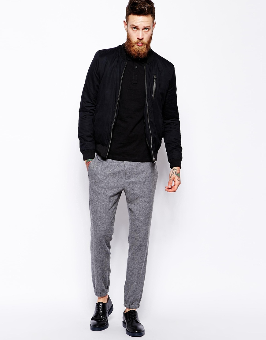 Lyst - Asos Tapered Fit Smart Cuffed Joggers in Gray for Men