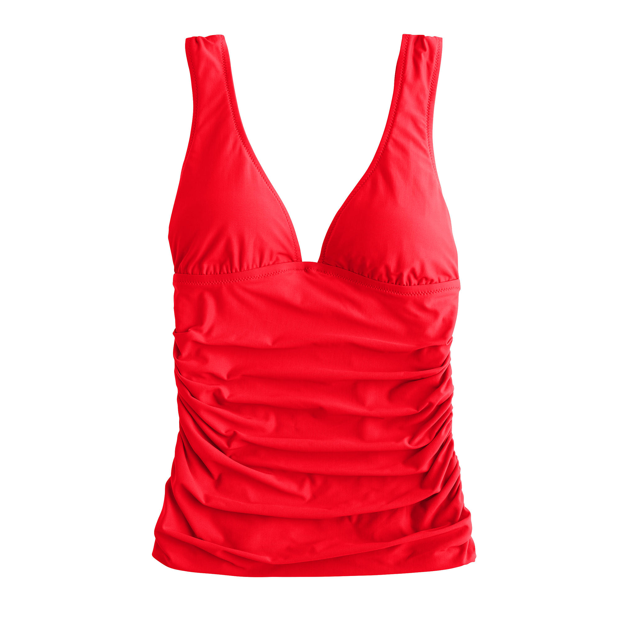 J.crew Ruched Tankini Top in Red (belvedere red) | Lyst