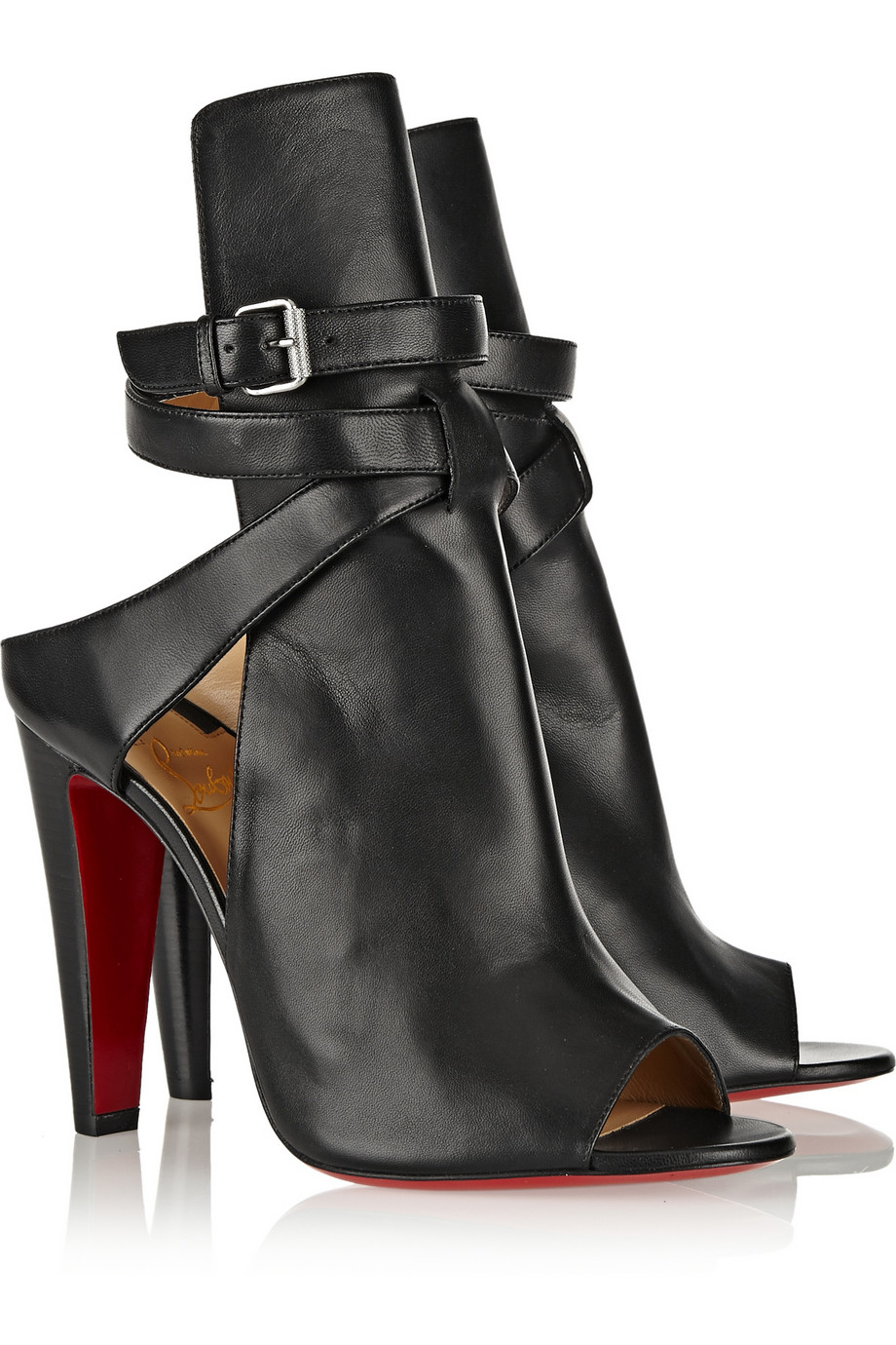 Christian Louboutin Hippik 100 Cutout Leather Ankle Boots in Black - Lyst