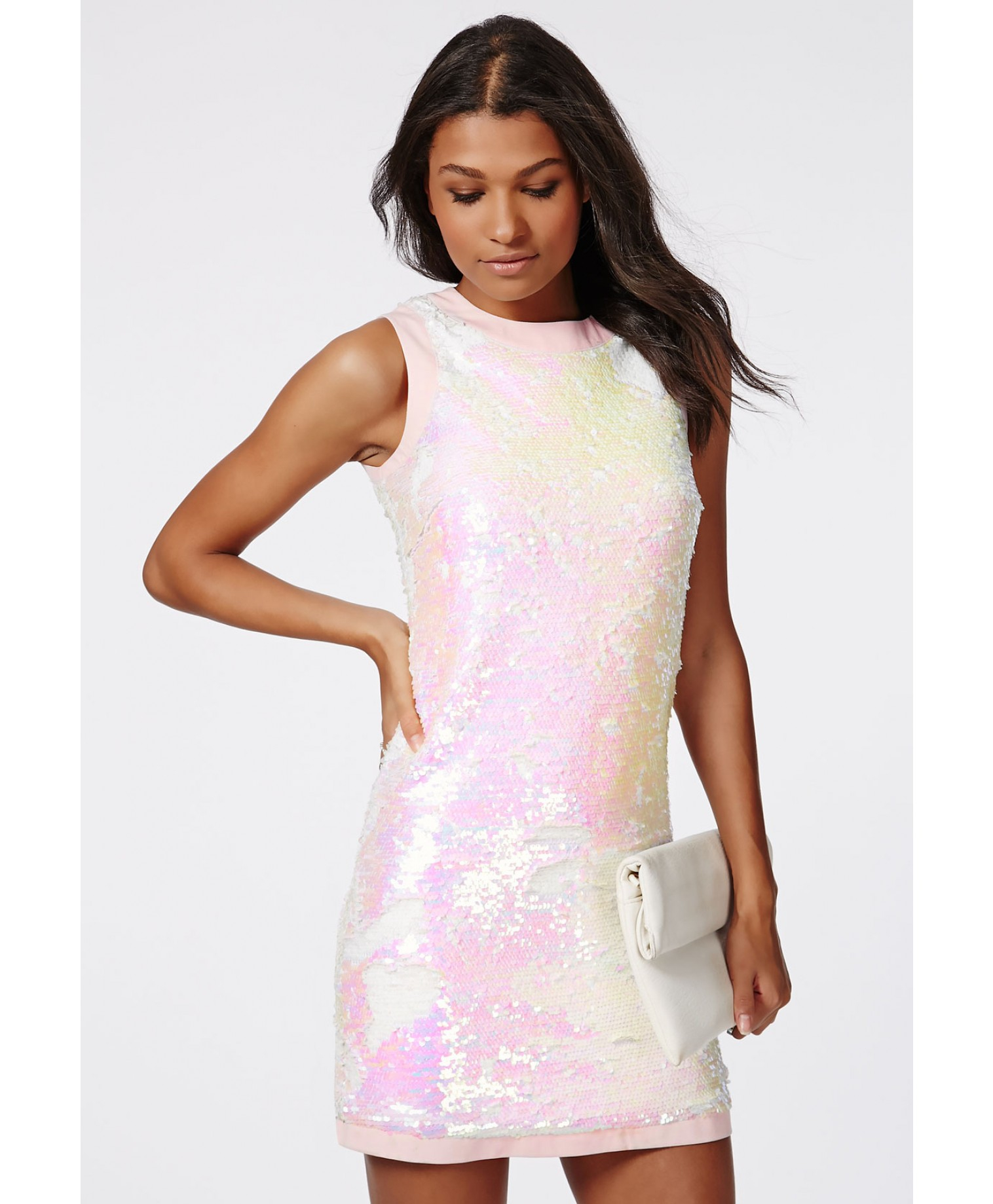 missguided white arianna sequin iridescent shift dress white product 0 913172736 normal