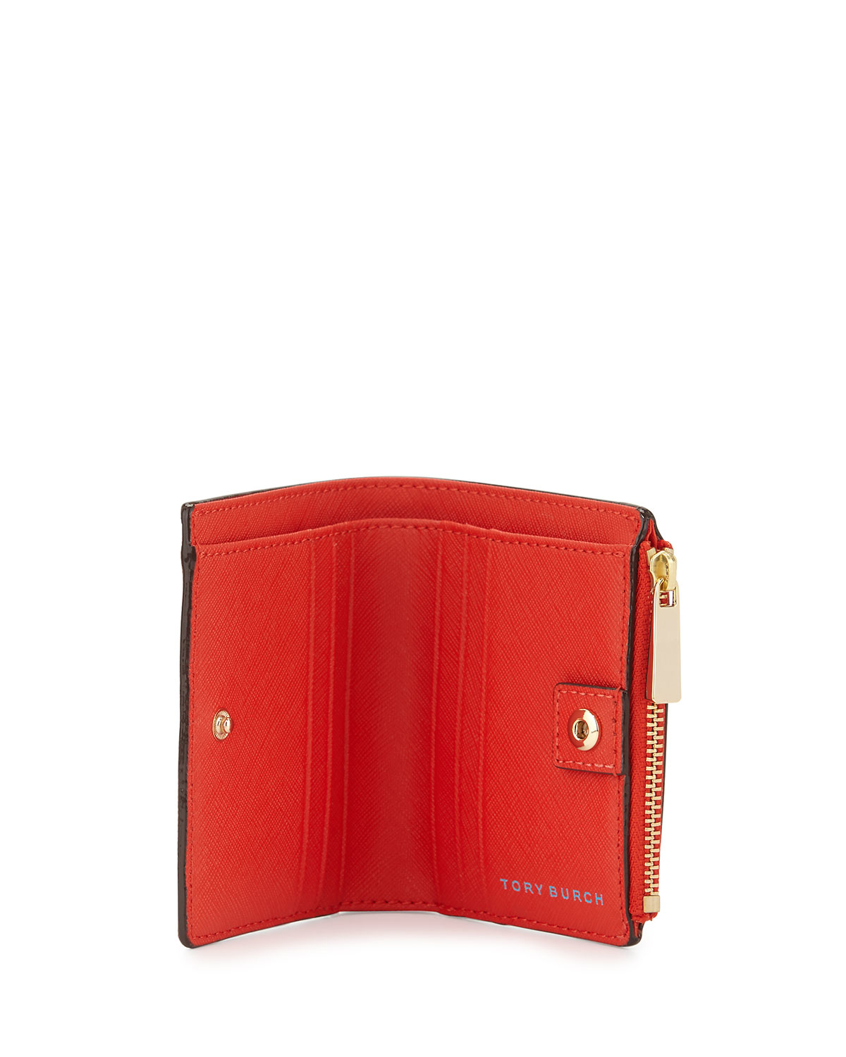 Tory burch Robinson Leather Mini Wallet in Red | Lyst