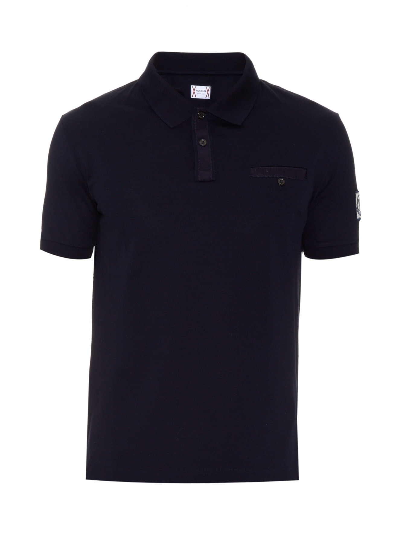 Moncler Striped-trim Cotton-piqué Polo Shirt in Black for Men | Lyst