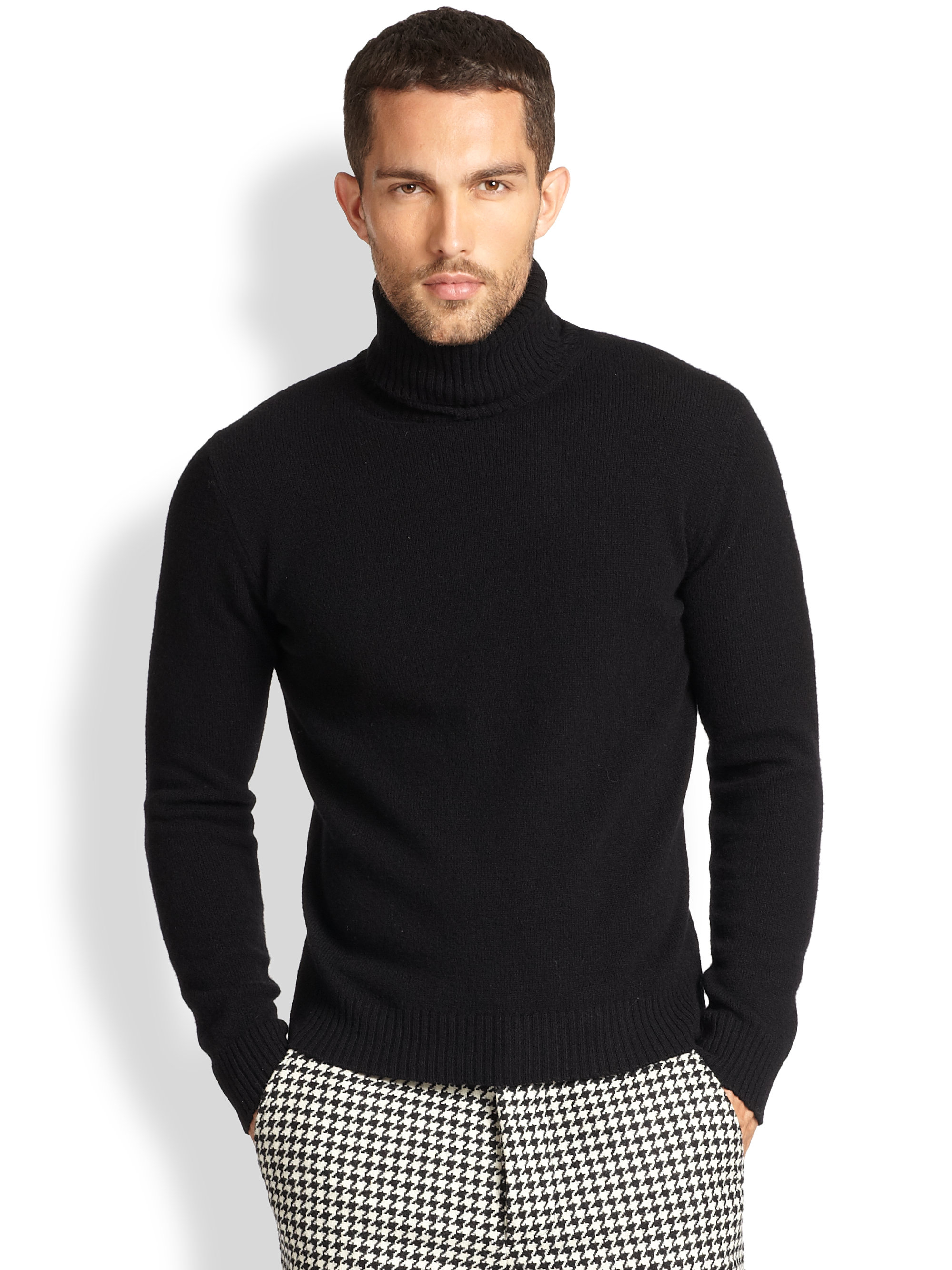 AMI Wool Turtleneck Sweater in Black for Men - Lyst