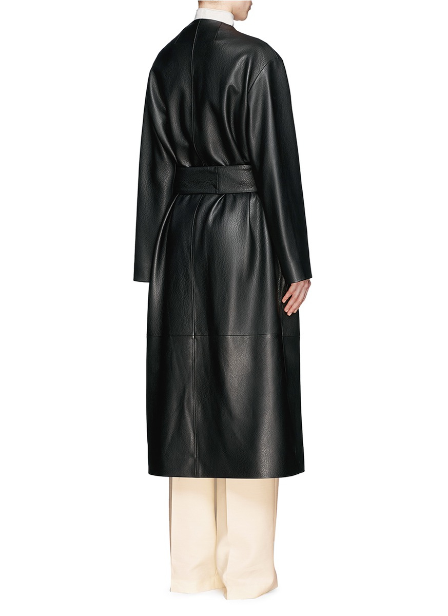 black leather wrap jacket